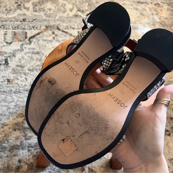 JOSEPH Snake Print Leather Ankle Wrap Block Heel Sandals Size 35 - Picture 6 of 9